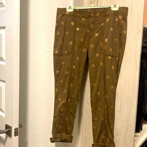 Green/Gold flower pants from White House Black Market